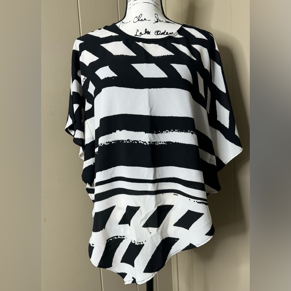 Dolcezza Batwing Asymmetrical Draped Sleeve Blouse Size Small